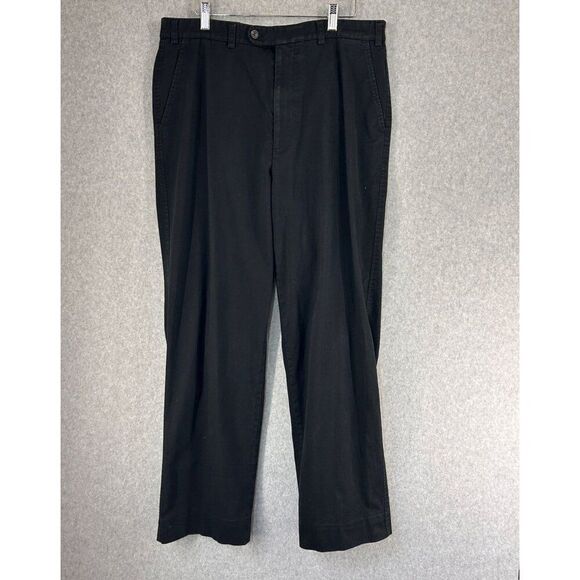Hiltl Black Trousers Pants Marked Size 36 Romania 30" Inseam Chino Straight Mens - Picture 1 of 12